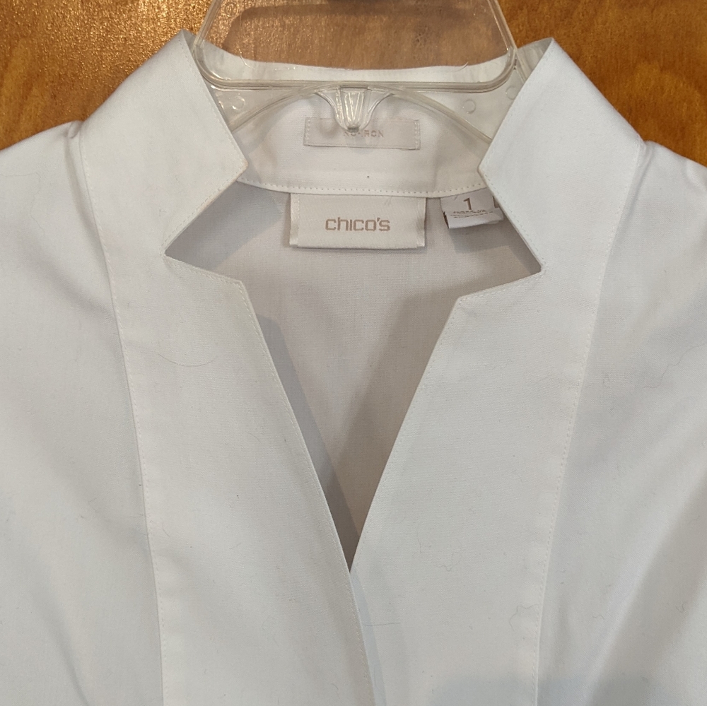 White Button Down Open V Neck - image 3